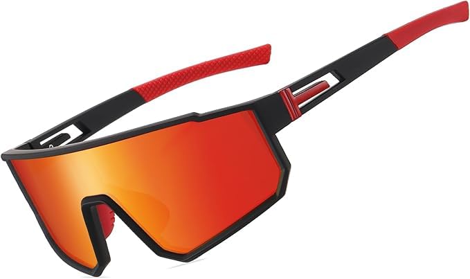 Image of MAXO POLARIZED Sports Sunglasses for Cricket Cycling Riding Biking Night Driving - Lightweight UV400 Protected Anti Glare Branded Goggles for Men - Stylish Mirrored Performance Shades