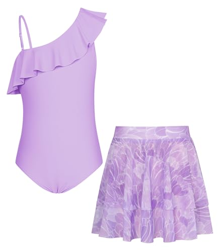 Image of GRACE KARIN Girls One Piece Swimsuits with Mesh Skirt Bathing Suit Swimwear 6-14Y