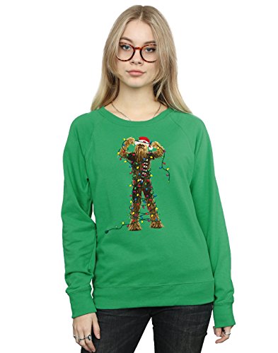Star Wars Women's Chewbacca Christmas Lights Sweatshirt Medium Irish Green