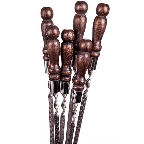 Spiedini In Acciaio Inox Per Kebab E Barbecue – 48,3 Cm, 6 Pezzi Con Manico In Legno Di Noce – Piatti, Riutilizzabili, Per Griglia E Campeggio
