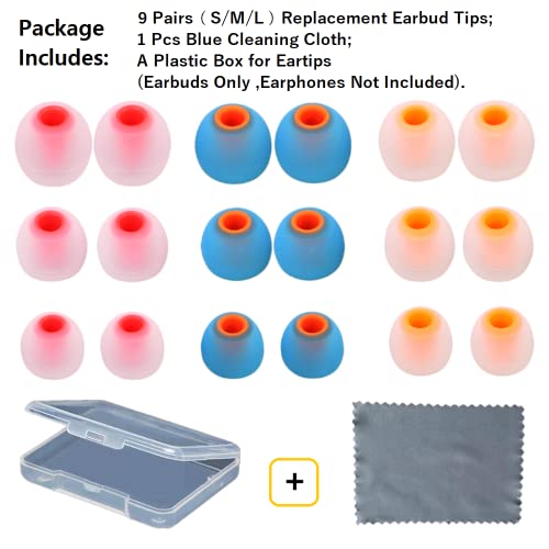 Image of Earbuds Replacement Tips Silicone Earbud Tips Ear Gels Fit for Inner Hole from 3.8mm - 5.1mm Earphones 9 Pairs S /M /L