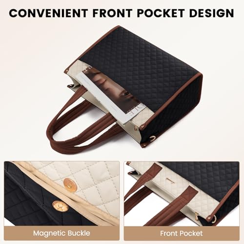 LOVEVOOK Laptop Bag for Women,15.6 Inch Laptop Tote Bag,Quilted Work Tote Bags Women, Professional Computer Business Teacher Tote Bag Office Briefcase Purse,Lightweight Shoulder Travel3