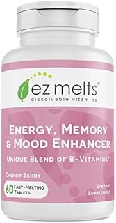 EZ Melts Brain Supplements for Memory and Focus Support - Dissolvable Memory Vitamins to Promote Mental Clarity - Brain Vitamins for Enhanced Energy Support - Vegan Brain Focus - Cherry Flavor - 60 Ct