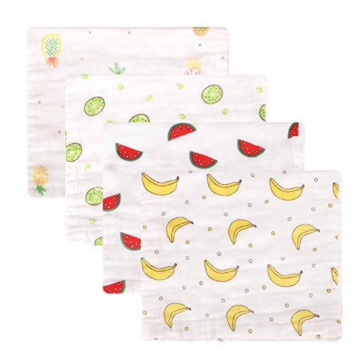 Accmor Baby Burp Cloths, 4 Pack Muslin Burp Cloths, Baby Burp Rags, 100% Cotton 6 Layers Extra Absorbent and Soft Large Burp Cloths