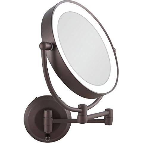 Zadro 11" LED Wall Mounted Makeup Mirror 10X/1X Shaving Mirror Cordless or Battery Operated Vanity Mirrors for Wall (Large | 10X/1X | 11" x 14.5", Oil-Rubbed Bronze) Cover