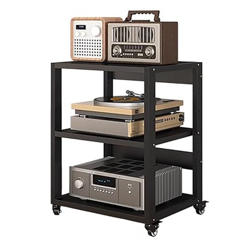 Meuble Hi-FI robuste à roulettes et support multimédia 3 niveaux - 2