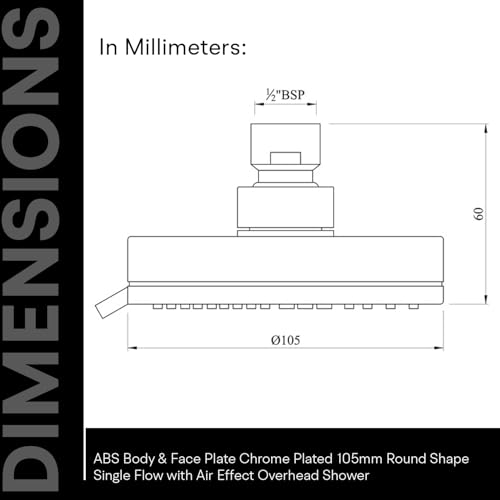 Image of Jaquar ABS Body & Chrome Face Plated 105mm Round Shape Multi Flow Overhead Shower with Air Effect & Rubit Cleaning System, Sliver, Chrome Finish