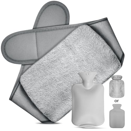 Gucass Wärmflaschengürtel, 3 In 1 Wärmflasche Gürtel, 1L Gummi Wärmflaschen mit Weichem Taillenbezug, Hot Water Bottle Belt Wärmegürtel für...