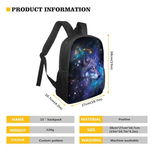 Sac à dos d'école grande capacité chaqlin Galaxy Wolf fille garçon