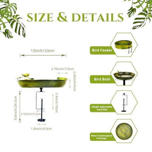 Qipade Tigela alimentadora de banho de pássaros montada em deck de 33 cm, banho de pássaro de metal