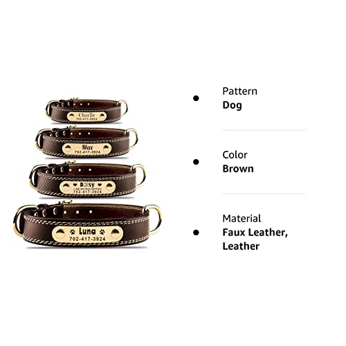 Personalized Dog Collar - Custom Leather Dog Collar With Engravable Nameplate - Durable Name Tag Collar - Customizable Dog Collar - Comfortable Id Collars For Small, Medium, Large Dogs (Small) #TOP6