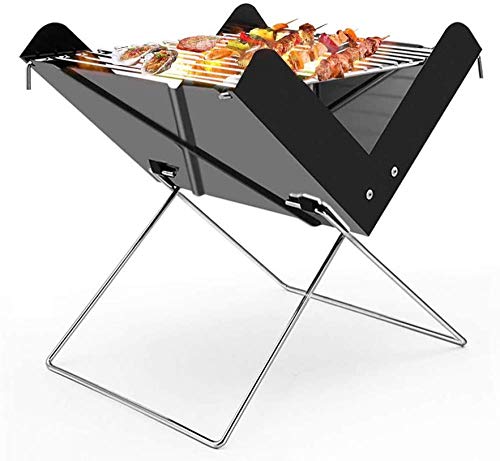 Tragbarer Holzkohlegrill Im Freien, X-Förmiger Faltbarer Grillrost Aus Edelstahl Für Terrasse, Camping, Picknick, Wandern (11,81 X 10,43 X 11,81 Zoll)