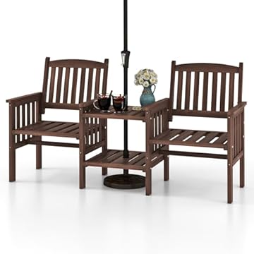 outdoor bench with umbrella