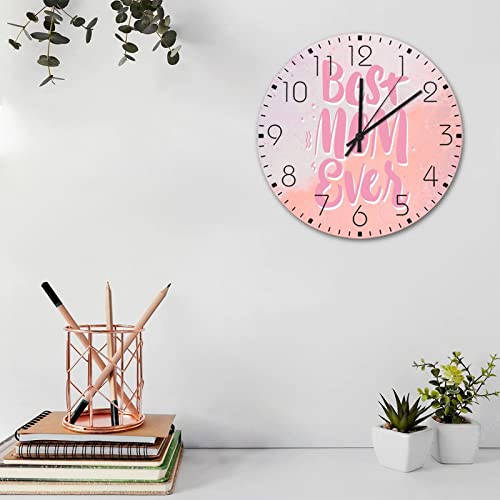 Horloge murale minimaliste Best Mom Ever sans tic-tac 30 cm - 4
