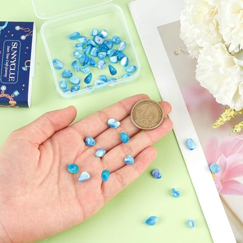 SUNNYCLUE 1 Box About 100Pcs Shell Beads Blue Chip Beads Irregular Drilled Summer Trochus Ocean Sea Shell Beach Bead for jewellery Making Bracelets Necklaces Earrings DIY Crafting Decoration Beginners - Image 3
