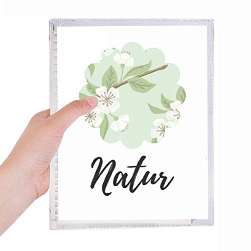 Carnet à spirale rechargeable motif fleurs de pêche blanc pour notes et croquis