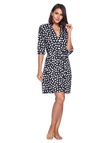 Casual Nights Women's Sleepwear 2 Piece Rayon Chemise Nightgown And Kimono Robe Set, Black Hearts, L #TOP1