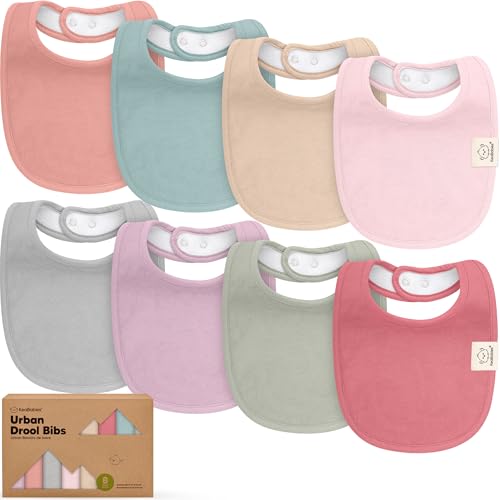 Image of 8-Pack Organic Baby Bibs for Boys, Girls - Soft Cotton Drooling and Teething Bibs for Baby Girl & Boy, Extra Absorbent, Easy to Clean & Put On for Toddler, Newborn, Infant 0-24 Months (Muted Pastel)