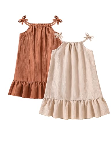 Girls' Dresses 3-Pack Summer Floral Printed Sleeveless Dress for Girls 4-8 (US, Age, 6 Years, White+Yellow+Pink)