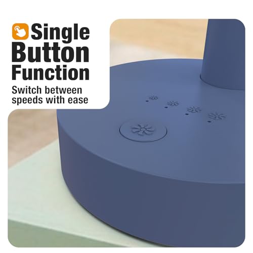 Image of Orient Electric Elfie Rechargeable Personal Fan | 90 Adjustable Airflow | 1800 mAh Battery | 4 Speed Modes | Quiet Operation | USB Type-C Charging | Compact Mini Fan | Dusk Blue
