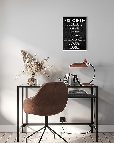 Motivational Quotes Wall Art, 7 Rules Of Life Sign Wall Art For Men Motivational Posters, Read Signs Inspirational Canvas For Classroom High School Motivational Posters For Bedroom Boys Room Home Office Positive Affirmations Wall Decor — view 5