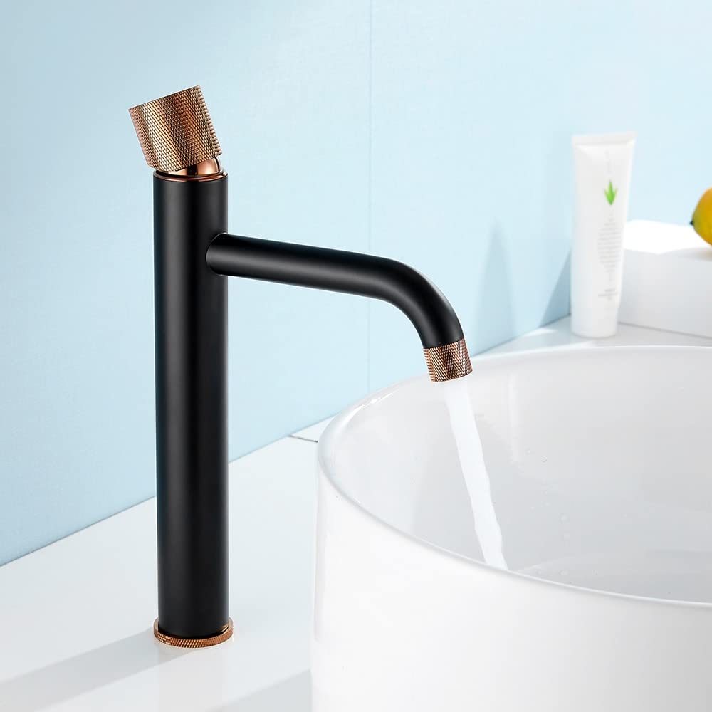 Robinet de lavabo de salle de bain anti calcaire noir mat mélangeur thermique