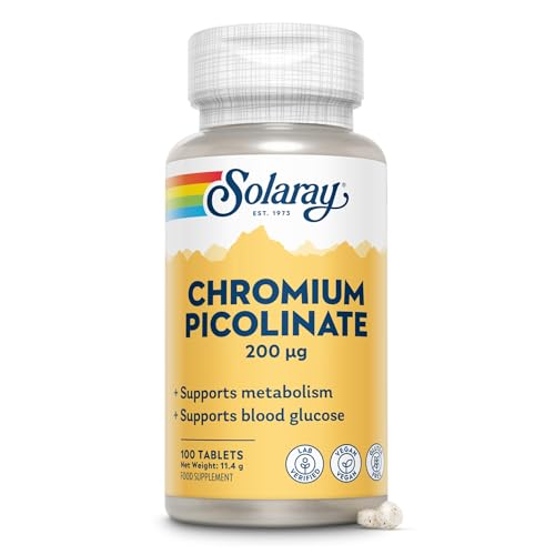 Solaray Chromium Picolinate 200mcg 100 Vegan Tablets Chelated Supplement