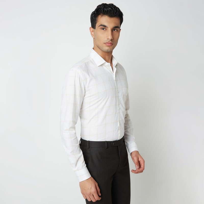 Image of MARK & ALBERT 100% Cotton Full Sleeves Regular Fit Formal Shirt for Men Blue