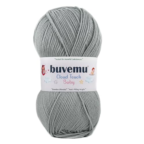 Image of Cloud Touch Baby - DK Weight Soft Anti-Pilling Yarn for Baby Clothes, Blankets & Amigurumi Crochet & Knitting, 90% Acrylic 10% Viscose derived from Bamboo, 3.53 Oz / 262 Yards (Gray, 1 Pack)