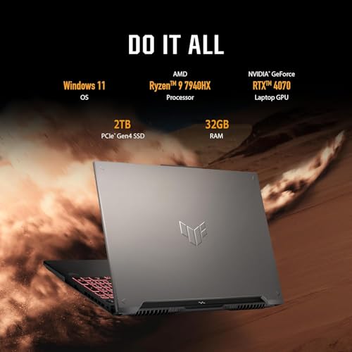 Image of ASUS TUF A16 Gaming Laptop, 16 inch QHD+ 165Hz 16:10 Display, AMD Ryzen 9 7940HX(16-Core, Up to 5.2 GHz), 32 GB DDR5 RAM, 2 TB SSD, GeForce RTX 4070, Wi-Fi 6, Backlit, Lifetime Office & Windows 11 Pro