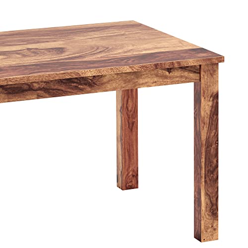 Image of Amazon Brand - Solimo Solid Sheesham Wood Kotili Six Seater Dining Table Set with 4 Cushioned Chairs and 1 Cushioned Bench | Wooden Furniture for Dining Room Kitchen and Home (Natural Finish)