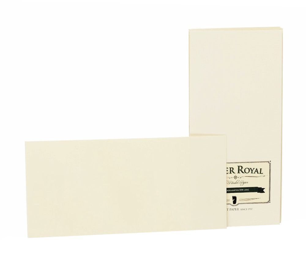 Rössler Papier 2051831008 - Enkele kaart pak DIN lang, 20 stuks, Papier Royal, geribbeld, zeem