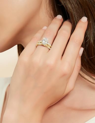 Image of Mameloly 3ct Engagement Rings for Women Oval Cut Bridal Ring Sets Cubic Zirconia Wedding Band Twisting Infinity Pave Set Size 4-12