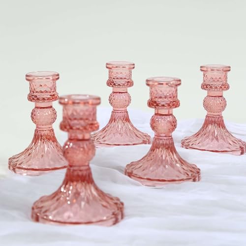Efavormart 6 Pack Dusty Rose Glass Taper...