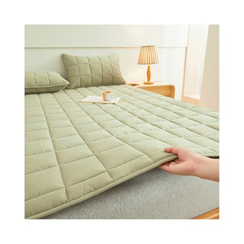 Protector de Colchón Transpirable Cubrecolchón para Cama Cómoda Funda Colchón con 4 Esquinas Elásticas (Verde A,180x220cm)