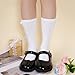 phnydreg 3 Packs Girls Bow Knee High Socks 4 to 12 Year School Uniform Dress Socks (US, Age, 7 Years, 12 Years, 3, white, gray, black)