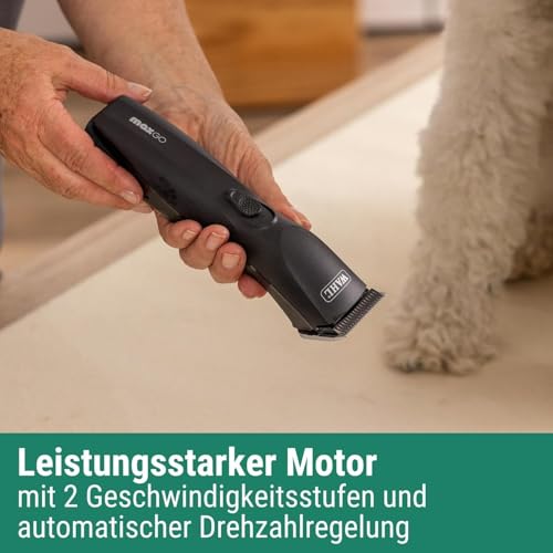 Agrarzone Edition Wahl Moser Max Go Hundeschermaschine mit Aufsteckkamm-Set - Kraftvolle Akku Schermaschine Hund & Katze - 180min Akkulaufzeit - Langhaar Hundehaarschneidemaschine MaxGo
