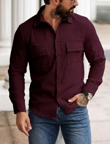 Image of MiraMichi Men's Full Sleeve Corduroy Striped Casual Jacket, Perfect for Everyday Stylish Outfits, Standard Length