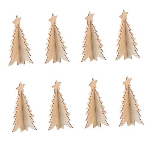 OFFSCH Unfinished Christmas Tree Cutouts 10pcs Wooden Chip Decorations for DIY Decor