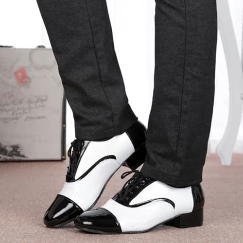 Men's Dance Shoes, Lace-Up Cowhide Leather Salsa Tango Waltz Ballroom Latin Dance Shoes for Outdoor 6