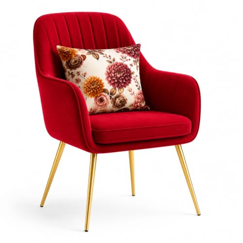 Modern Velvet Accent Chair with Gold Metal Legs || Chair with Mul...