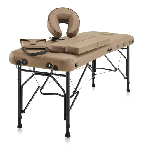 Image of Portable Massage Table, Lightweight Folding Aluminum Frame, Tan