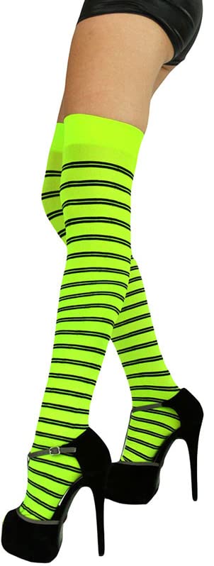 Image of ToBeInStyle Women's Opaque Hosiery Thin Striped Thigh High Long Stocking
