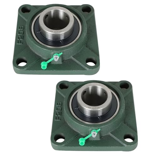 Image of 2Pcs UCF208-24 Pillow Block Bearings 1-1 /2 Inch Bore Square Flange Mounted Pillow Block Bearing 4 Bolt, Self Alignment