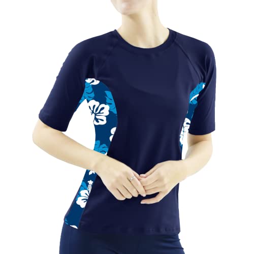 Private Island Women UPF50+ Swimsuit Short Sleeve Top T Shirt Rash Guard Workout (WRGTS)