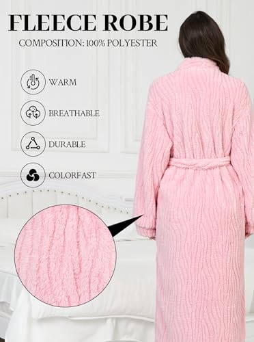 Image of Women Long Plush Fleece Bath Robe