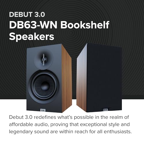 Image of ELAC Debut 3.0 DB63-WN Bookshelf Speakers, Walnut (Pair) - 1 inch Aluminum Dome Tweeter & 6.5 inch Aramid Fiber Woofer - 2-Way Bass Reflex - 42Hz to 38KHz Response