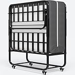 Brinlawb Klappbett 90x200cm mit 13cm dicker Memory-Schaum-Matratze, Gästebett klappbar mit 4 flexiblen Rädern, fester und stabiler Klappbettrahmen aus Metall – trägt bis zu 200 kg einfach zu montieren