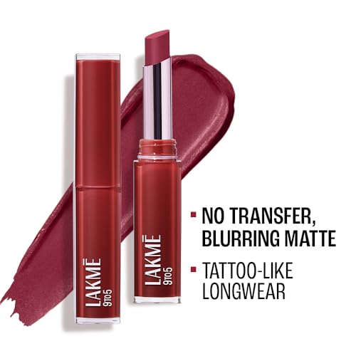 Image of Lakme 9to5 Lip Tattoo Matte Slim Stick, Burgundy Passion, 2g, for Intense Color and Full Coverage, with Bakuchiol and Vitamin E, Smudgeproof and Waterproof, Long-Lasting Lipstick for Women