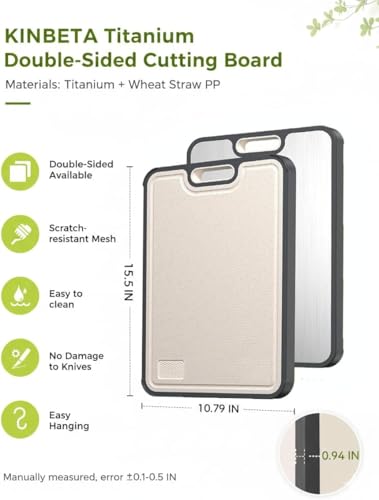 Image of Titanium Cutting Board for Kitchen, Double Sided 2-in-1 Chopping Board with Grinding Area, Food Grade Non Toxic Metal Cutting Board for Meat & Veggies, Easy to Clean, Large Size 16 inch11 inch